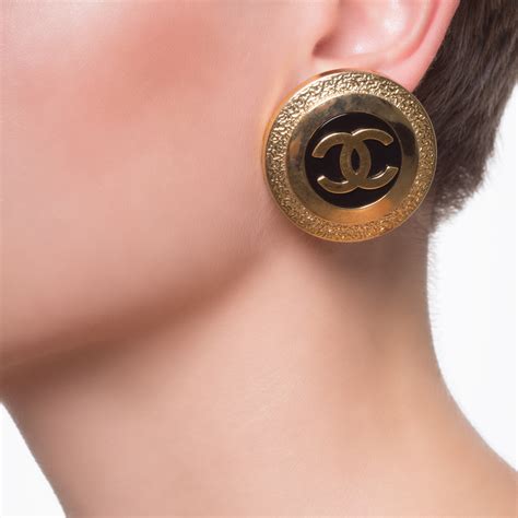 vintage chanel black velvet cc earrings|CHANEL Velvet Black CC logo Earrings .